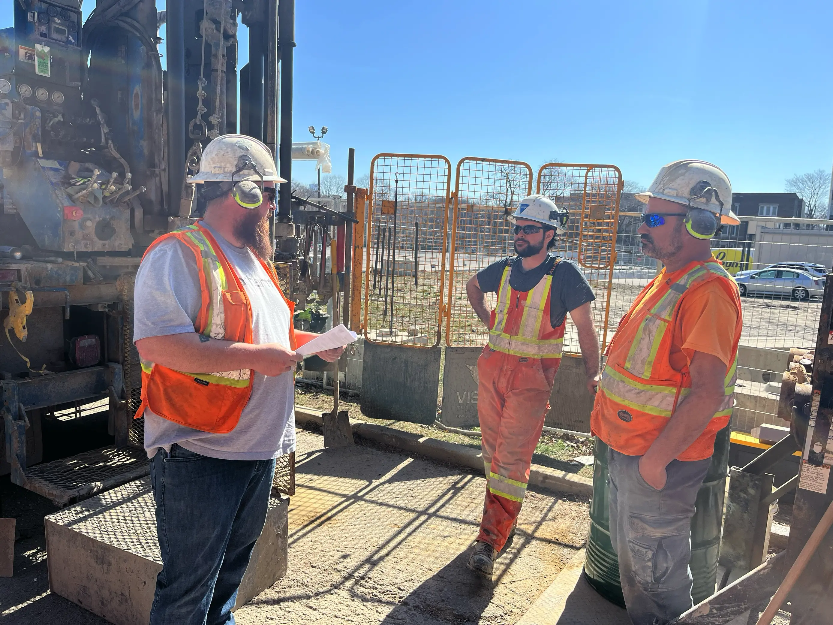 Geo crew conducting safety briefing on site
