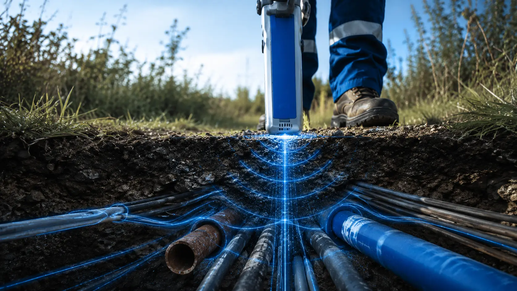 Utility locate markings at an active work site